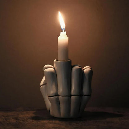 Skeleton Middle Finger Candle Holder