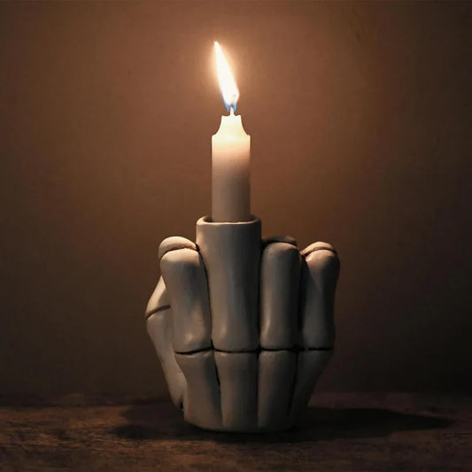 Skeleton Middle Finger Candle Holder