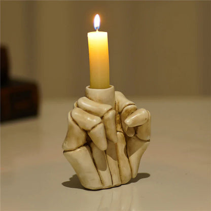 Skeleton Middle Finger Candle Holder