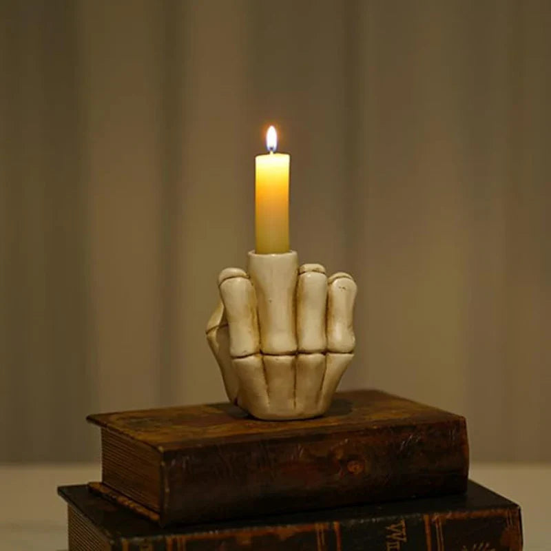 Skeleton Middle Finger Candle Holder